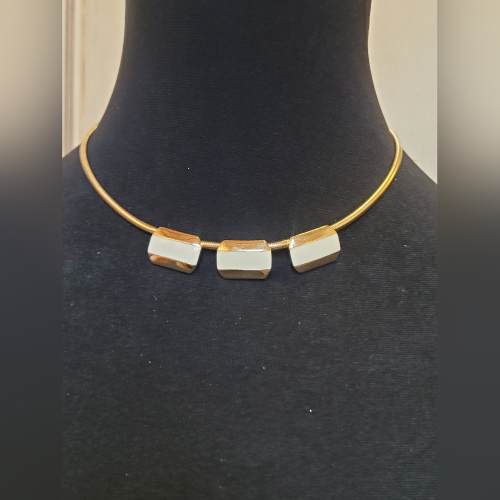 Vintage | Monet | 1950’s | Collar Necklace | Gold and cream accents